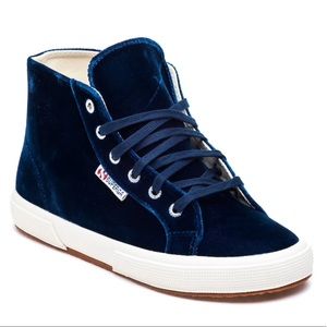 Superga Blue Velvet High-Top Sneakers